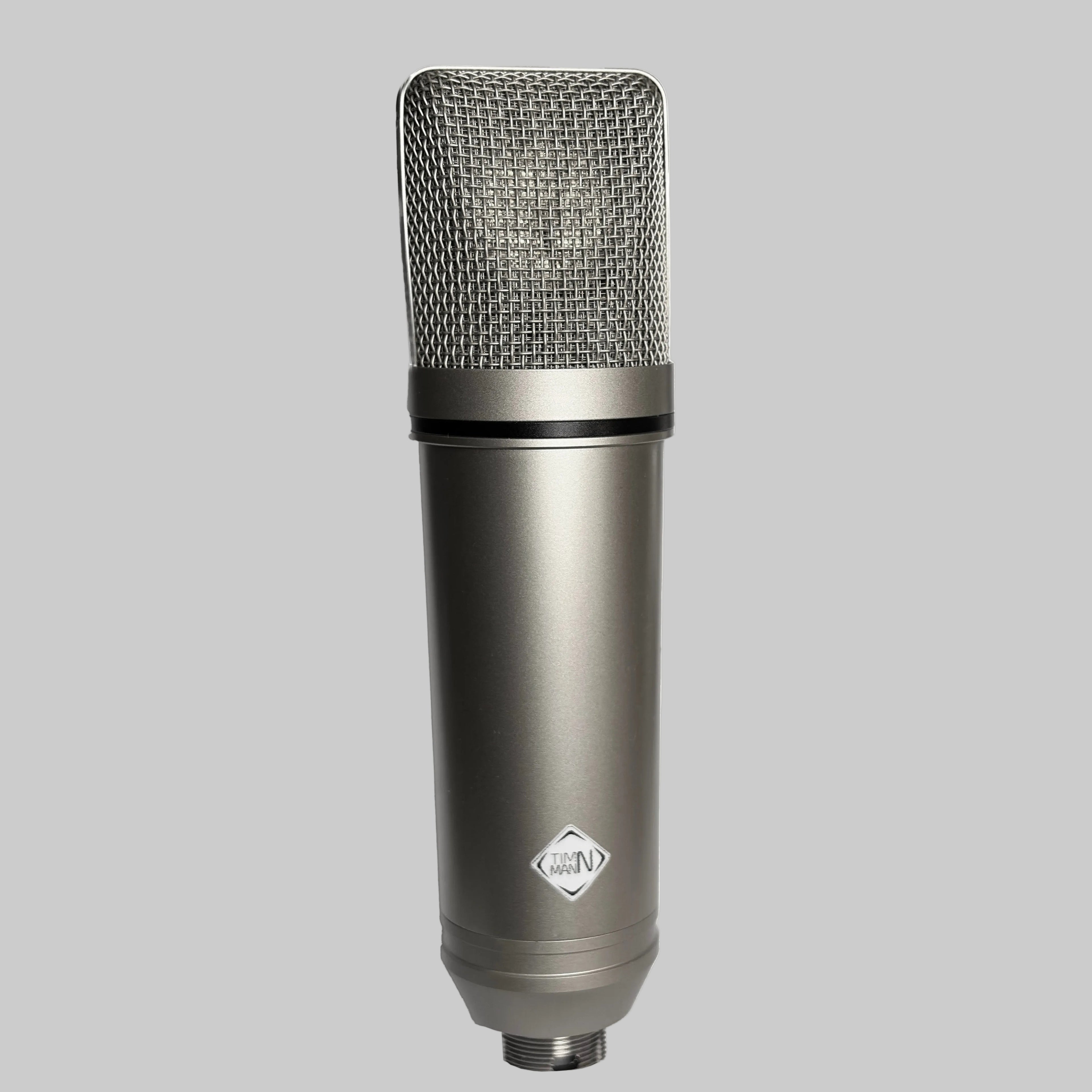 Condenser microphone on a grey background